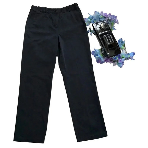 L.L. Bean Classic Fit Soft Black Straight Pants Women 6 - Picture 2 of 10